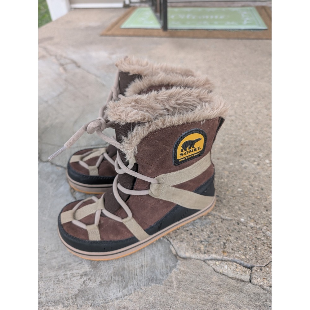 Sorel Glacy Explorer Waterproof Boots Brown Suede F Fur NL2079-256 Womens 7.5 - Picture 3 of 7